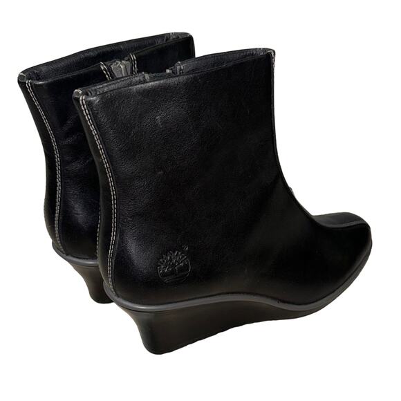 Timberland Leather Zip Wedge Ankle Boots Black Size 5.5 - Picture 4 of 6